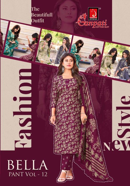 Bella Pant Vol 12 By Ganpati Printed Cotton Dress Material 